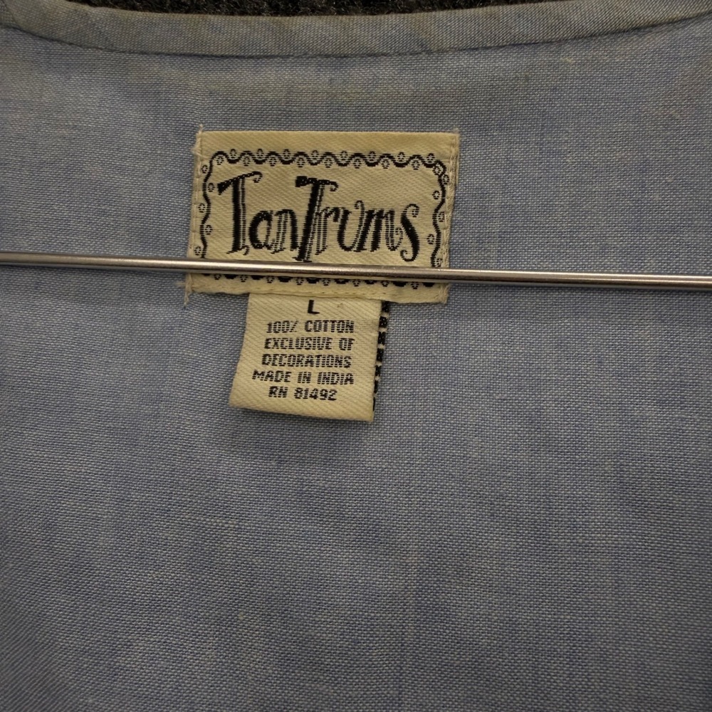 TanTrums Vintage Patchwork Sweater Vest Pastel Cotton Knit Floral Embroidered L - Picture 4 of 4